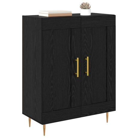vidaXL Dressoir Zwart Eiken 69,5 x 34 x 90 cm Gemonteerd hout en ijzer afbeelding3 - 1