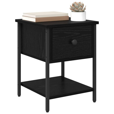 vidaXL Nachtkastje met lade Zwart Eiken 34 x 35,5 x 45 cm Bewerkt hout afbeelding3 - 1