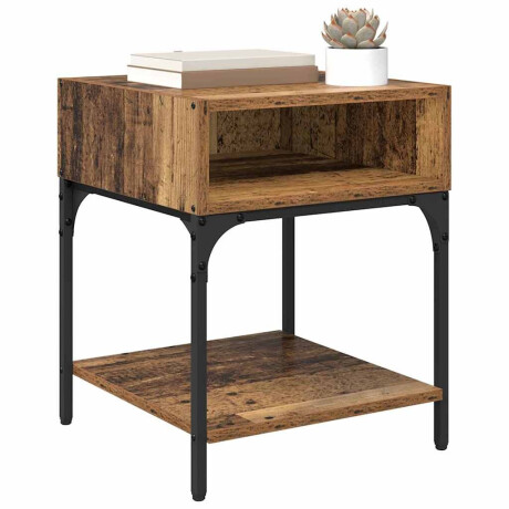 vidaXL Nachtkastje 2 pcs Oudhout 40 x 40 x 50 cm Bewerkt hout afbeelding3 - 1