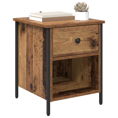 vidaXL Nachtkastje met lade Oudhout 40 x 42 x 50 cm Bewerkt hout afbeelding3 - 1
