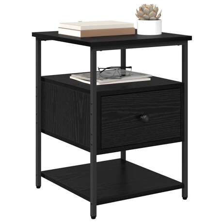 vidaXL Nachtkastje 2 pcs Zwart Eiken 40 x 42 x 56 cm Bewerkt hout afbeelding3 - 1