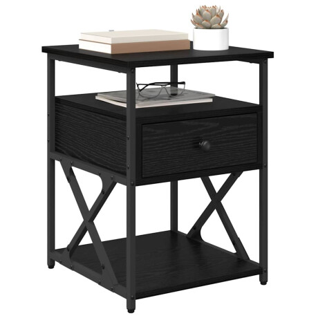 vidaXL Nachtkastje 2 pcs Zwart Eiken 40 x 42 x 55 cm Bewerkt hout afbeelding3 - 1