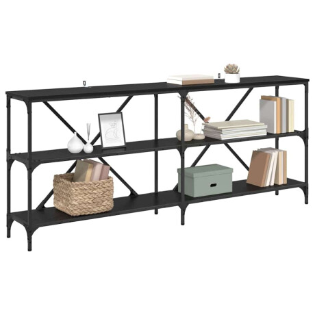 vidaXL Wandtafel met plank met opslag Zwart Eiken 180 x 30 x 75 cm afbeelding3 - 1