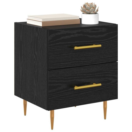 vidaXL Nachtkastje met lade Zwart Eiken 40 x 35 x 47,5 cm Bewerkt hout afbeelding3 - 1