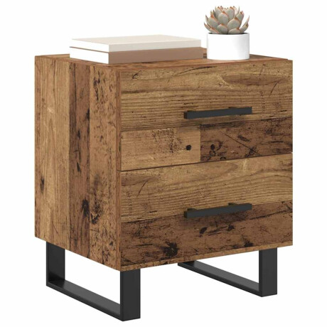 vidaXL Nachtkastje met lade Oudhout 40 x 35 x 47,5 cm Bewerkt hout afbeelding3 - 1