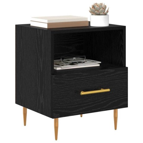 vidaXL Nachtkastje met lade 2 pcs Zwart 40 x 35 x 47,5 cm Bewerkt hout afbeelding3 - 1