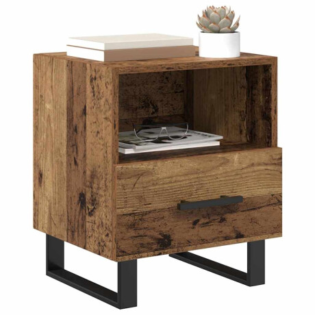 vidaXL Nachtkastje met lade Oudhout 40 x 35 x 47,5 cm Bewerkt hout afbeelding3 - 1