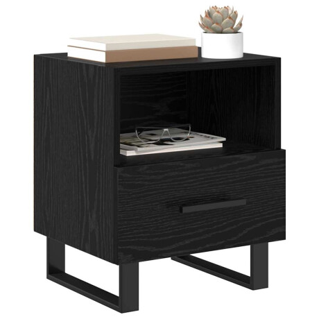 vidaXL Nachtkastje met lade Zwart Eiken 40 x 35 x 47,5 cm Bewerkt hout afbeelding3 - 1