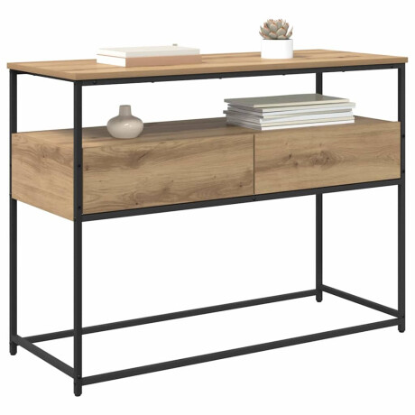 vidaXL Wandtafel Artisan Eiken 100 x 40 x 75 cm Geperst Hout en Metaal afbeelding3 - 1