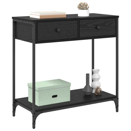 vidaXL Wandtafel met lade Zwart Eiken 75 x 34,5 x 75 cm Bewerkt hout afbeelding3 - 1