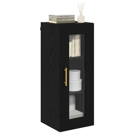 vidaXL Wandkast Zwart Eiken 34,5 x 34 x 90 cm Geengineerd Hout en Glas afbeelding3 - 1