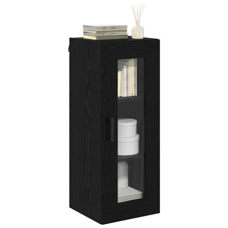 vidaXL Wandkast Zwart Eiken 34,5 x 34 x 90 cm Geengineerd Hout en Glas afbeelding3 - 1