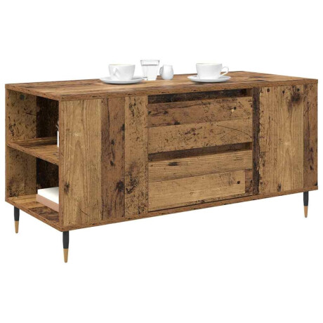 vidaXL Salontafel met lade Oud Hout 102 x 44,5 x 50 cm Bewerkt hout afbeelding3 - 1