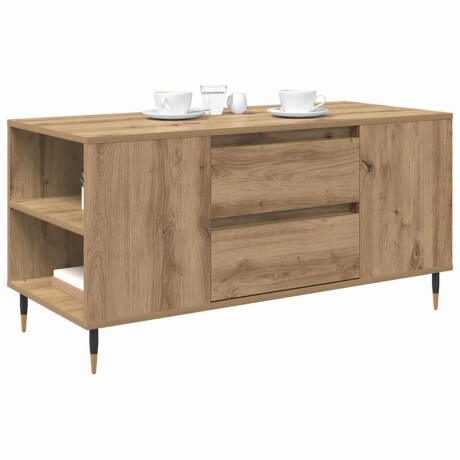 vidaXL Salontafel Artisan Eiken 102 x 44,5 x 50 cm Bewerkt hout afbeelding3 - 1