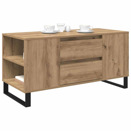 vidaXL Salontafel Artisan Eiken 102 x 44,5 x 50 cm Bewerkt hout afbeelding3 - 1