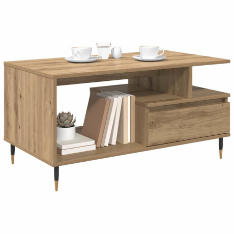 vidaXL Salontafel met lade Artisan Eiken 90 x 49 x 45 cm Bewerkt hout afbeelding3 - 1