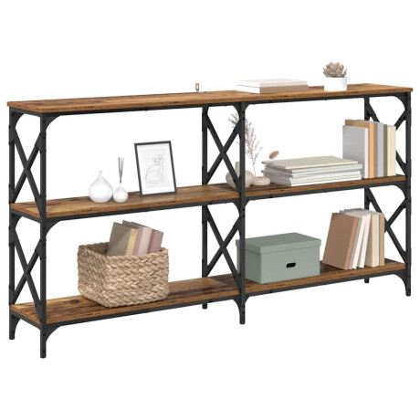 vidaXL Wandtafel Oudhout 156 x 28 x 80,5 cm Bewerkt hout afbeelding3 - 1