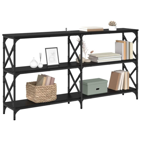 vidaXL Wandtafel Zwart eiken 156 x 28 x 80,5 cm Bewerkt hout afbeelding3 - 1