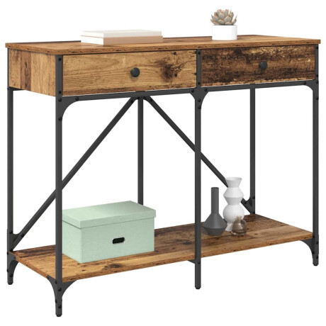 vidaXL Wandtafel met lade Oud Hout 100 x 39 x 78,5 cm Bewerkt hout afbeelding3 - 1