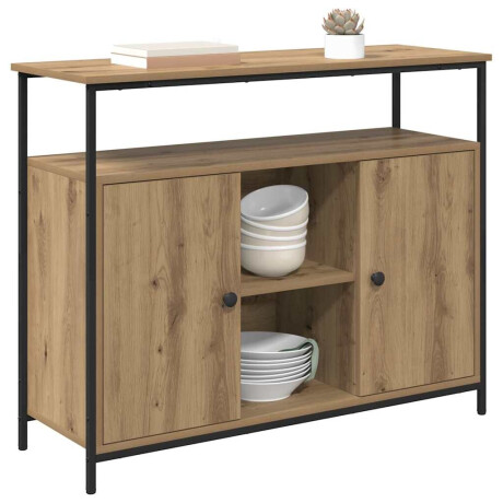 vidaXL Dressoir Artisan Eiken 100 x 35 x 80 cm Bewerkt hout afbeelding3 - 1
