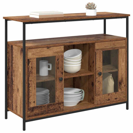 vidaXL Dressoir Oud Hout 100 x 35 x 80 cm Bewerkt hout afbeelding3 - 1