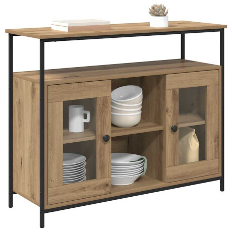 vidaXL Dressoir Artisan Eiken 100 x 35 x 80 cm Bewerkt hout afbeelding3 - 1
