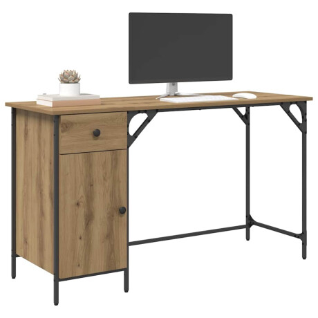 vidaXL Computerbureau Artisan Eiken 131 x 48 x 75 cm Bewerkt hout afbeelding3 - 1