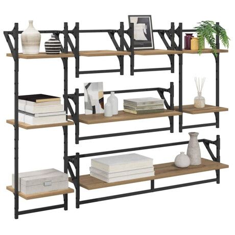 vidaXL Wandplankenset met plank 6 pcs Artisan Eiken 100 x 25 x 30 cm afbeelding3 - 1