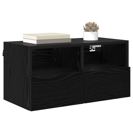 vidaXL TV Wandkast Zwart Eiken 60 x 30 x 30 cm Bewerkt hout afbeelding3 - 1