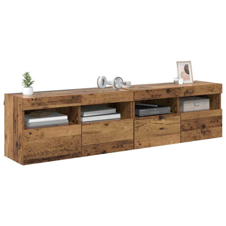 vidaXL TV Wandkasten 2 pcs Oud Hout 80 x 30 x 40 cm Bewerkt hout afbeelding3 - 1