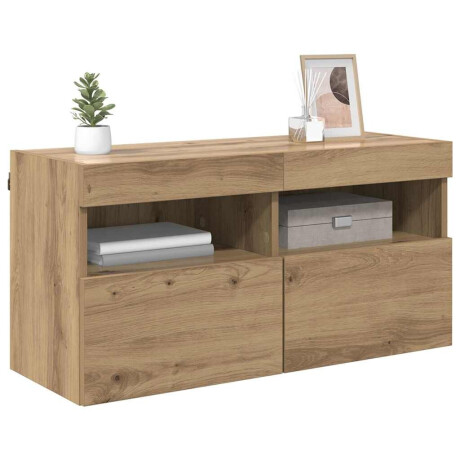 vidaXL TV Wandkast met LED Artisan Eiken 80 x 30 x 40 cm Bewerkt hout afbeelding3 - 1