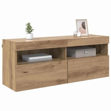 vidaXL TV Wandkast met LED Artisan Eiken 100 x 30 x 40 cm Bewerkt hout afbeelding3 - 1