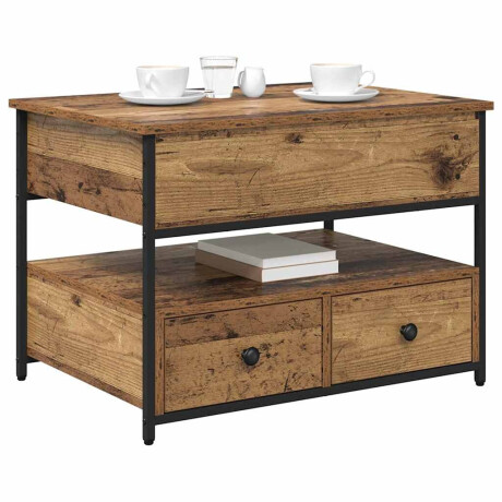 vidaXL Salontafel met lade Oud hout 70x50x50cm Bewerkt hout afbeelding3 - 1
