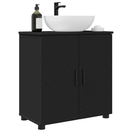 vidaXL Badkamer Kast Zwart 61 x 35 x 64 cm Bewerkt hout & Metaal afbeelding3 - 1