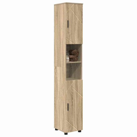 vidaXL Hoge badkamerkast Sonoma eiken 30 x 35 x 192 cm Bewerkt hout afbeelding3 - 1
