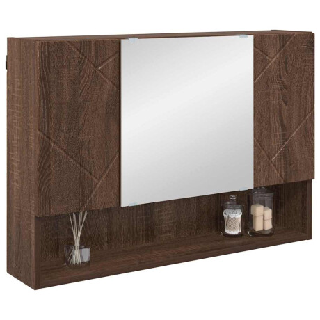 vidaXL Spiegelkast met opslag Bruin Eiken 80 x 17 x 55 cm Bewerkt hout afbeelding3 - 1