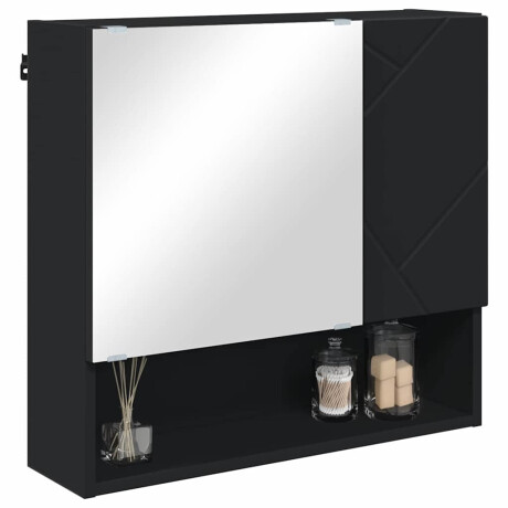 vidaXL Spiegelkast met plank Zwart 59 x 17 x 55 cm Bewerkt hout afbeelding3 - 1