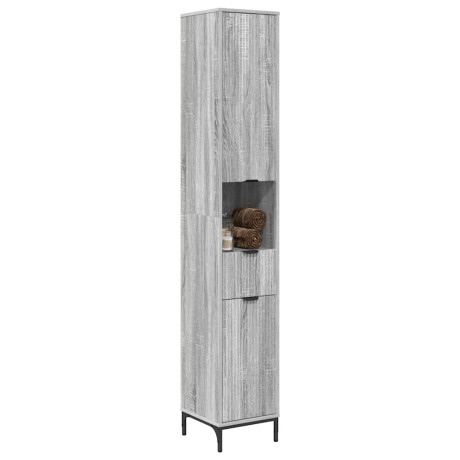 vidaXL Hoge badkamerkast Grijs sonoma 31.5 x 33 x 190 cm Bewerkt hout afbeelding3 - 1