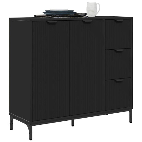 vidaXL Dressoir met lade Zwart 89,5 x 33 x 82 cm Bewerkt hout afbeelding3 - 1