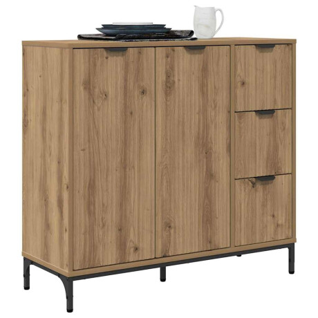 vidaXL Dressoir artisanaal eikenkleurig 89,5 x 33 x 82 cm Bewerkt hout afbeelding3 - 1