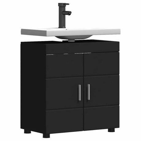 vidaXL Badkamerkastenset TULUM Zwart 60 x 34 x 63 cm Bewerkt hout afbeelding3 - 1