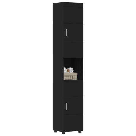 vidaXL Badkamer Kast met opslag Zwart 37 x 31.5 x 203 cm Bewerkt hout afbeelding3 - 1