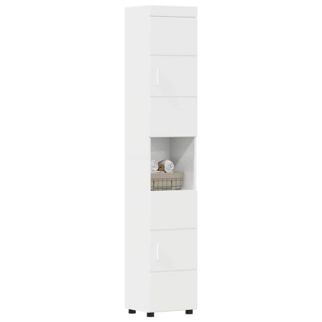 vidaXL Badkamer Kast Hoogglans wit 37 x 31.5 x 203 cm Bewerkt hout afbeelding3 - 1