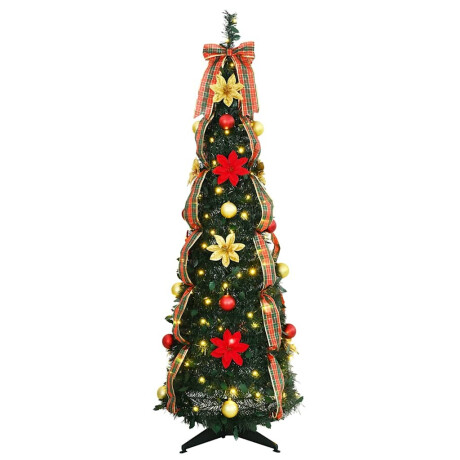 vidaXL Kunstkerstboom met 100 LED met standaard Groen 155 cm PVC afbeelding3 - 1
