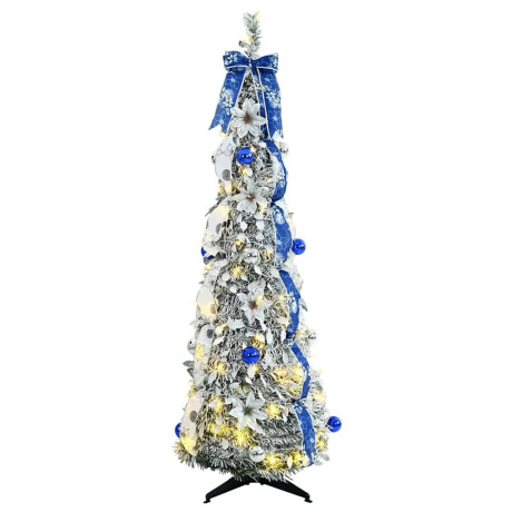 vidaXL Kunstkerstboom met 100 LED met standaard Wit 150 cm PVC afbeelding3 - 1