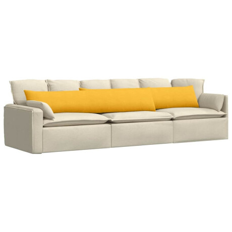 vidaXL Sofa Kussens 2 pcs Lichtgeel 200 x 40 cm Katoen Stof afbeelding3 - 1