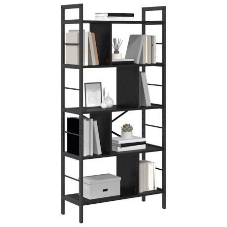 vidaXL Boekenkast Zwart Eiken 75 x 30 x 156 cm Bewerkt hout afbeelding3 - 1