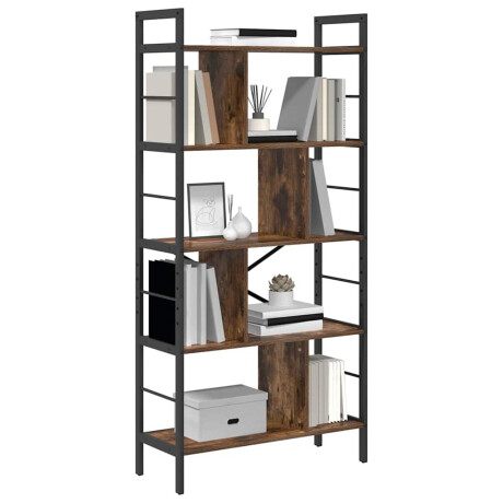 vidaXL Boekenkast Gerookt eiken 75 x 30 x 156 cm Bewerkt hout afbeelding3 - 1