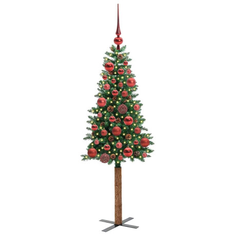 vidaXL Slanke Kerstboom Groen 150 cm PVC en massief dennenhout afbeelding3 - 1