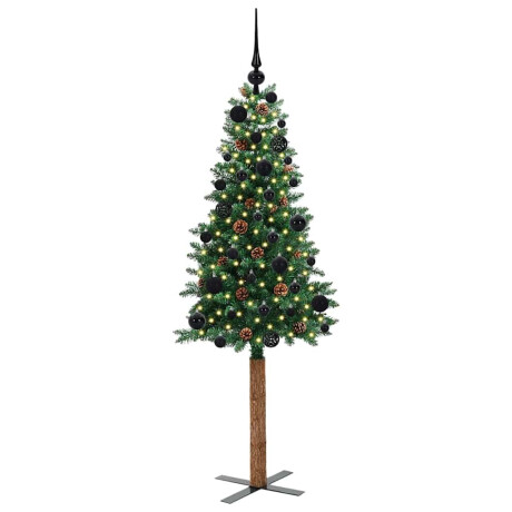 vidaXL Slanke Kerstboom Groen 150 cm PVC en massief dennenhout afbeelding3 - 1